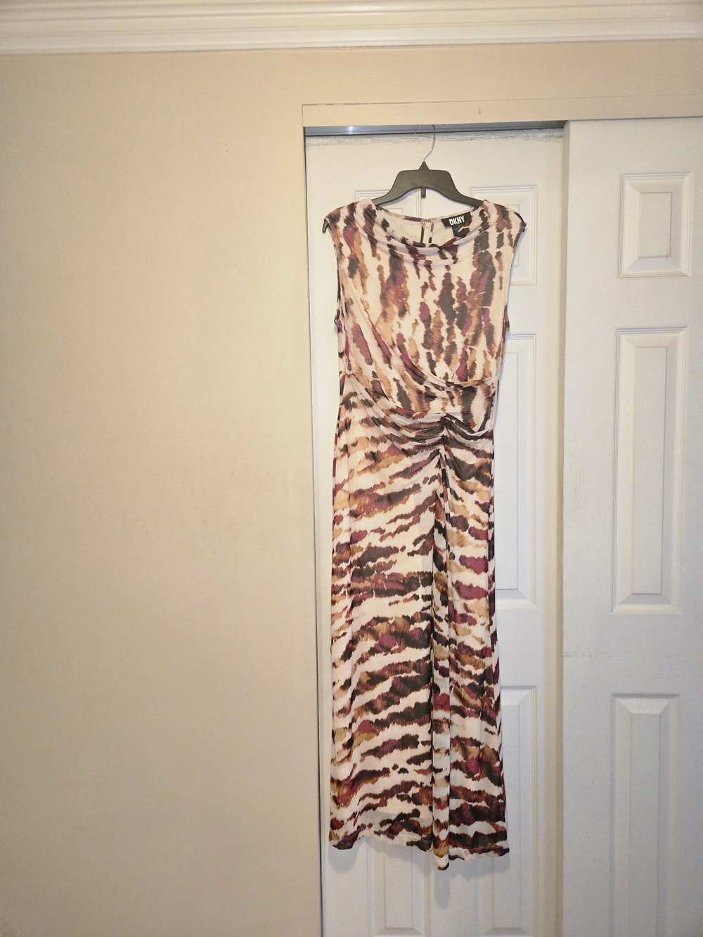 DKNY Sleeveless Printed Maxi Dress in Multi-Color